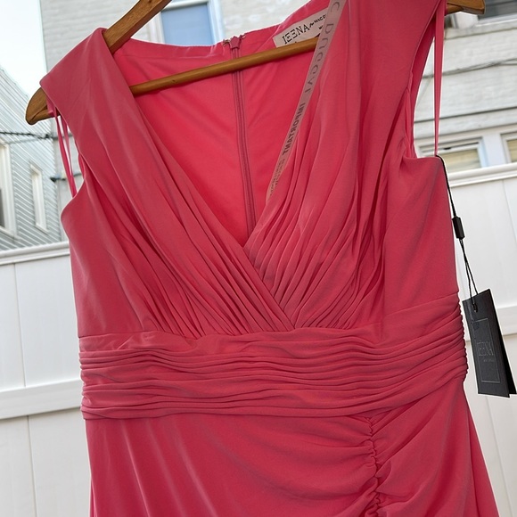 Ieena x Mac Duggal - Candy Pink Jersey Sleeveless Side Ruched Slit Gown Size 4 - Picture 4 of 17
